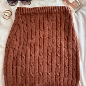Cable Knit Rust Mini Skirt